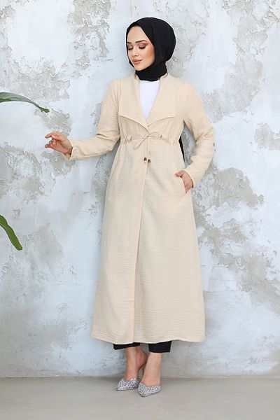 Neva Style - Capac Hijab Bej cu Buzunar 11341bej