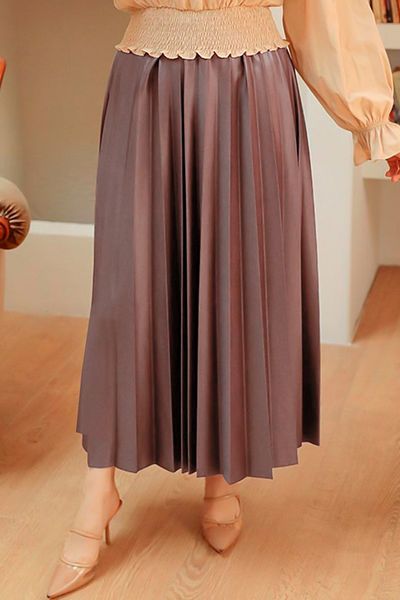 Neva Style - Fusta Hijab plisată Dark Rose Dry 35151kgk