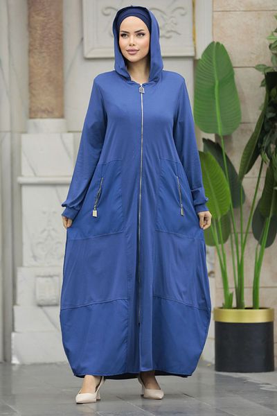Neva Style Husă cu glugă Indigo Blue Hijab Ferace 20130ım