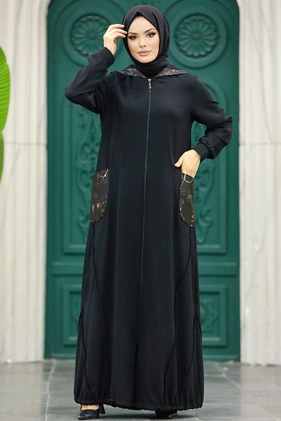 Neva Style حجاب أسود مع جيب 10515s