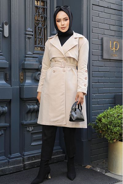 Neva Style Trenci Hijab Bej - Curea, Model 61171BEJ