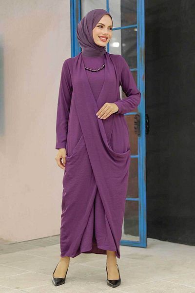 Neva Style - Rochie Hijab Prune 34281mu