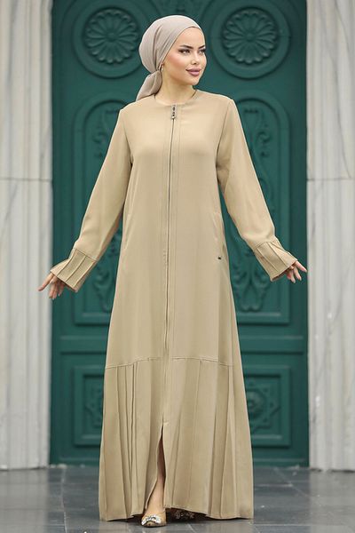 Neva Style Hijab Bej cu fermoar Ferace 20018bej