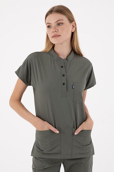 uçak iş giyim Verde măsline PETRA Premium Lycra Fabric Single Top Doctor Nurse Jersey Top