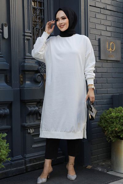 Neva Style 30645E Μοντέλο Ecru Hijab Tunic