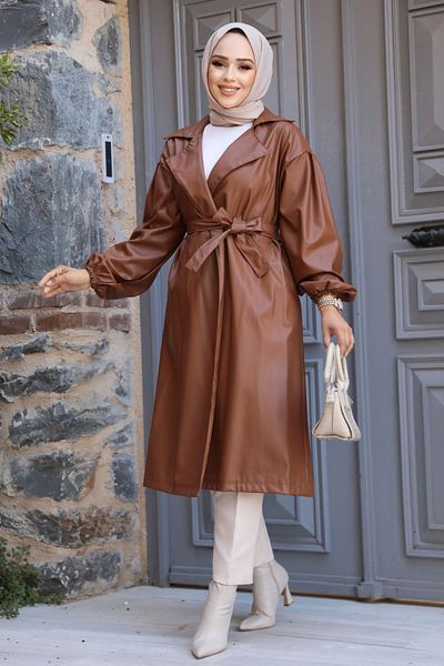 Neva Style Δερμάτινο Tan Hijab Cap 1640tb
