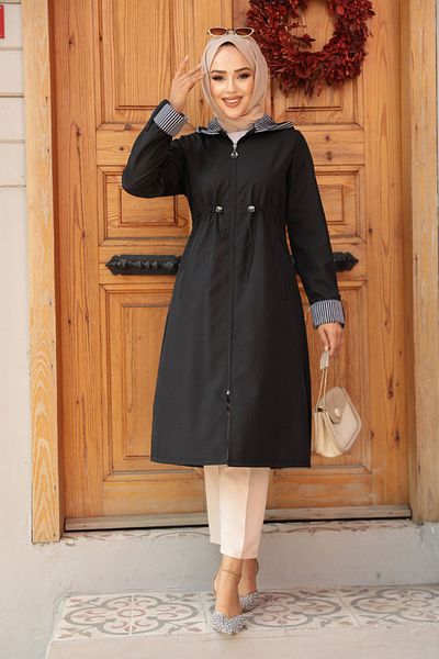 Neva Style Cana Hijab Neagra - Cu Fermoar, Model 685S
