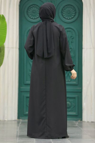 Neva Style Hijab negru cu fermoar Ferace 10533s