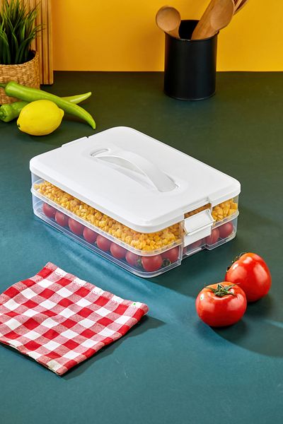 ALP HOME Practical 2 Tiers Storage Container Refrigerator Organizer Multi-Purpose Storage Container