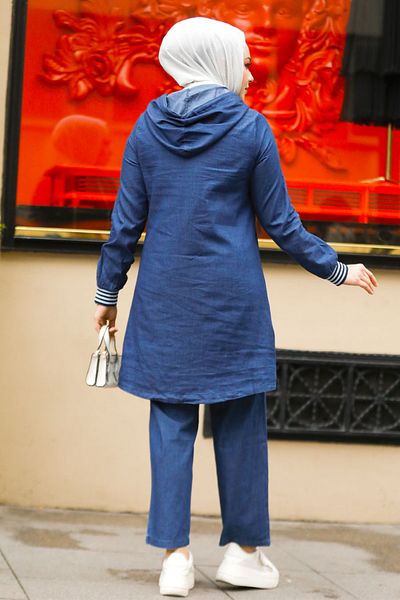 Neva Style بدلة جينز مزدوجة بأزرار باللون الأزرق الداكن 19111L