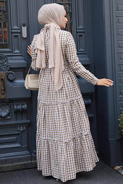 Neva Style Beige Hijab Dress 2702Bej