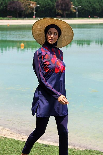 Neva Style Parachute Indigo Blue Full Covered Hijab Swimsuit M2269IM