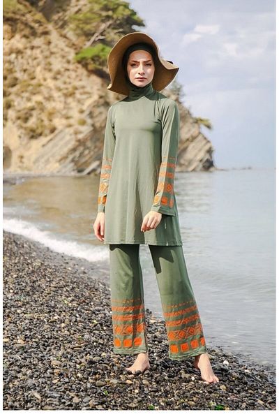 Neva Style Khaki Full Covered Hijab Swimsuit M2036Hk