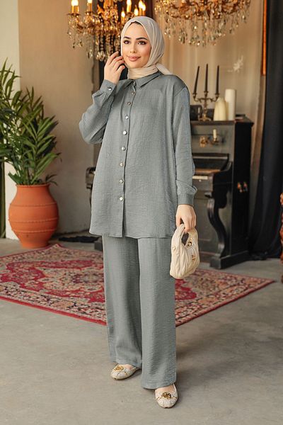 Neva Style طقم حجاب مدخن مزدوج 12541FU