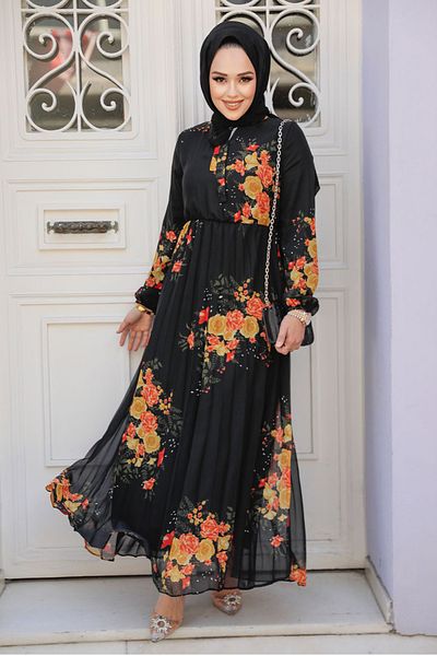 Neva Style Φόρεμα Hijab με σχέδιο λουλουδιών 503501S