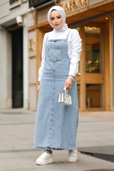 Neva Style Rochie Salopet Blue Hijab Denim 19014M