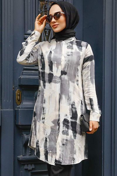 Neva Style Tunica Hijab neagra cu model 11690S