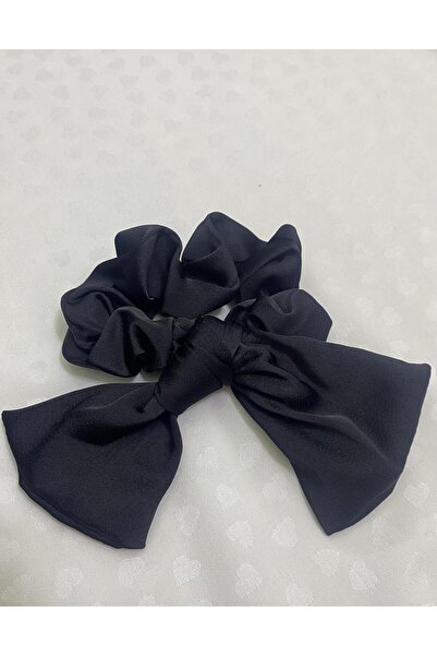 shiny ever Φιόγκος Σατέν Μπουφάν-Τσάντα-Μαύρο