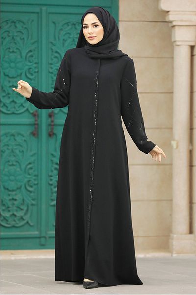 Neva Style Zippered Black Hijab Ferace 625S