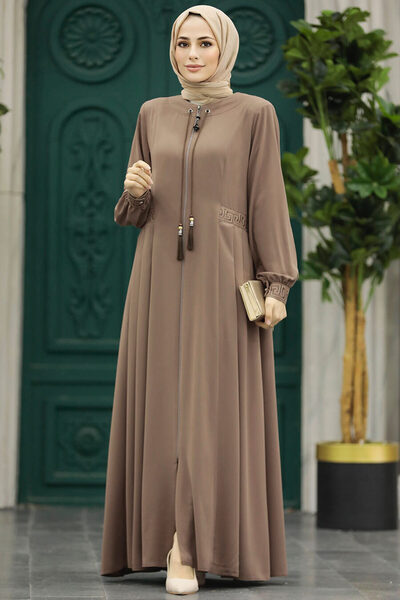 Neva Style Πλισέ Λεπτομερής Hijab Mink Ferace 45271V