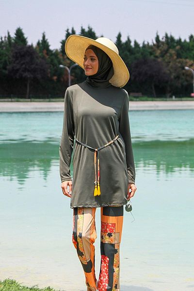 Neva Style Khaki Full Covered Hijab Swimsuit M2226HK