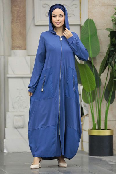 Neva Style Husă cu glugă Indigo Blue Hijab Ferace 20130ım