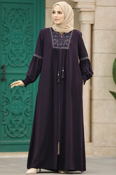 Neva Style - Hijab cu fermoar prune 41562mu