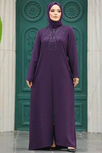 Neva Style Hijab cu fermoar prune 10086mu