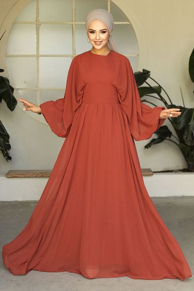 Neva Style Rochie de seară hijab cu mâneci balon 60681krmt