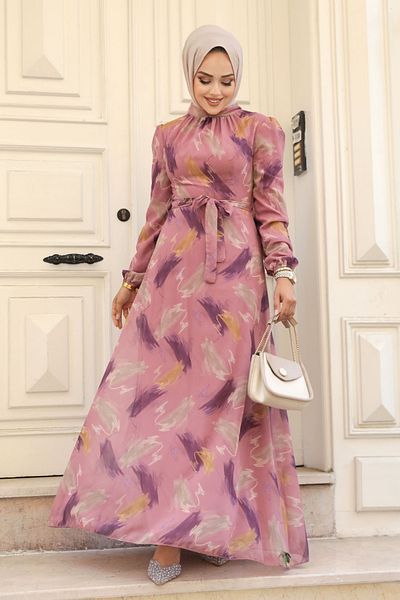 Neva Style Rochie Hijab violet cu model 27930mor