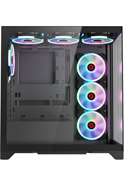 GAMEON Emperor Midnight IV Series, Mid Tower Gaming Case, Pre-installed 7 RGB Cooling Fans, Black