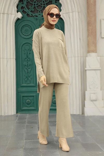 Neva Style ملابس تريكو حجاب بيج - 34060bej