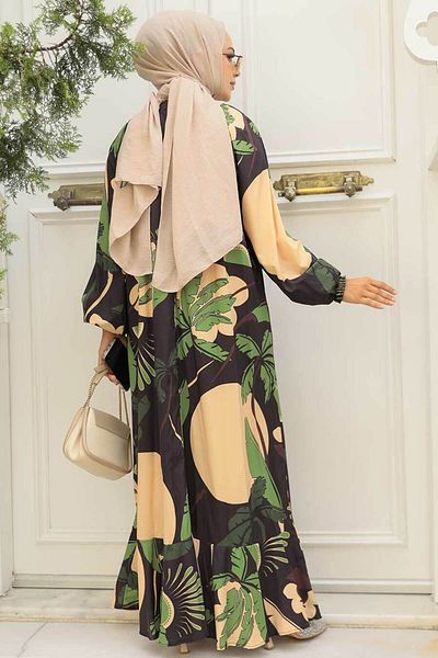 Neva Style Rochie hijab verde cu model 34610y