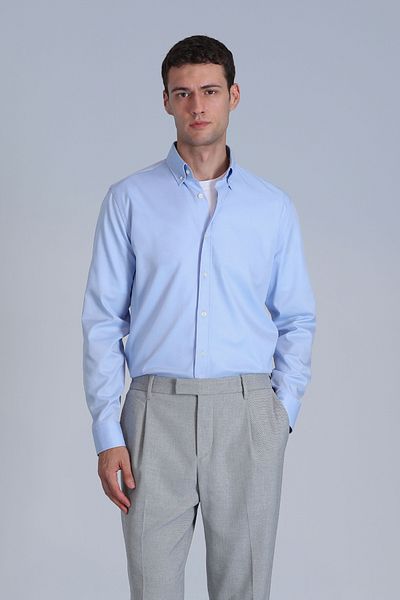 Lufian Cămașă de bază albastră slim fit pentru bărbați Jakob