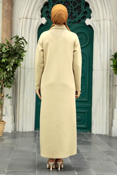 Neva Style Φόρεμα με φερμουάρ Μπεζ Χιτζάμπ 17872μπεζ