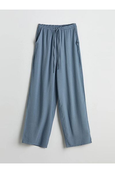 LC Waikiki Pantaloni de damă LCW Modest Blue cu talie elastică texturată
