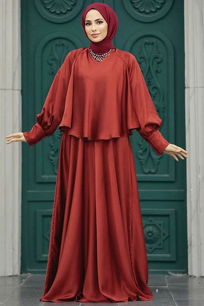 Neva Style Rochie de seară hijab din gresie pelerina 6051krmt