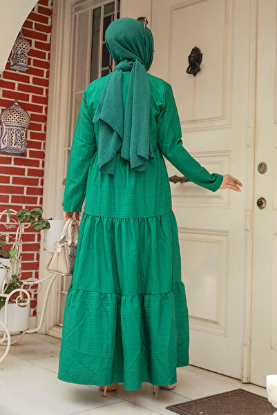 Neva Style Rochie Hijab verde cu detaliu jachetă 20301Y