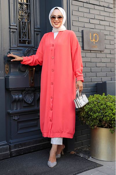 Neva Style Capac Hijab Coral 10421MR - Cu Buton
