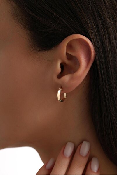 Tufanlar Kuyumculuk 14 Ayar Oval Altın Küpe