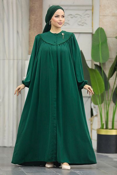 Neva Style Balloon Sleeve Emerald Green Hijab Ferace 20134Zy