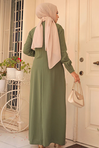 Neva Style Rochie Hijab Kaki - Nasturi, Model Nr: 12504HK