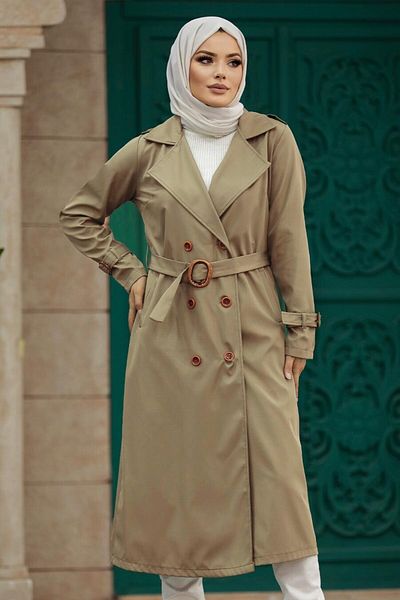 Neva Style Καμπαρντίνα με αγκράφα Mink Hijab 5942v