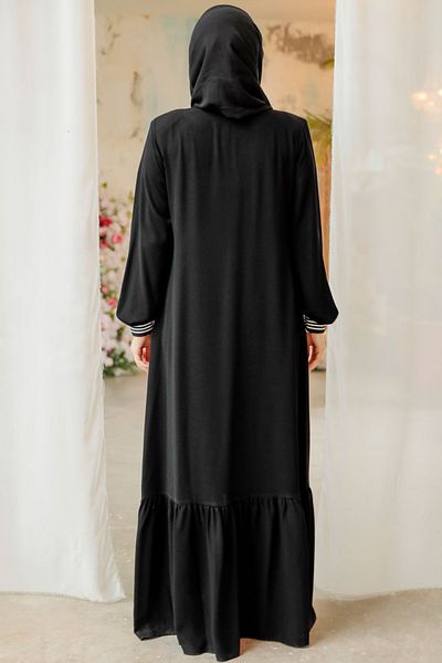 Neva Style Hijab negru cu fermoar Ferace 45276S