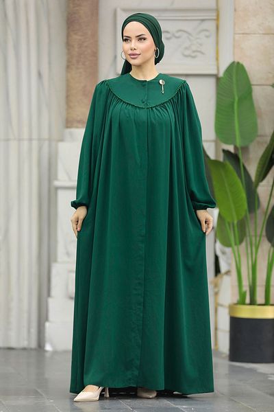 Neva Style Balloon Sleeve Emerald Green Hijab Ferace 20134Zy