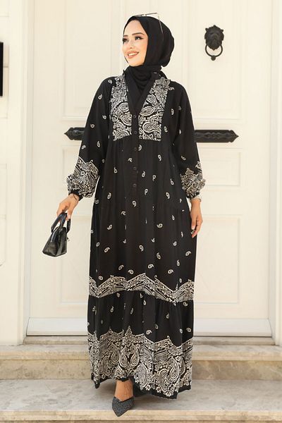 Neva Style Φόρεμα Hijab με μαύρο σχέδιο - 51751S