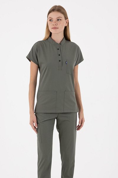 uçak iş giyim Verde măsline PETRA Premium Lycra Fabric Single Top Doctor Nurse Jersey Top