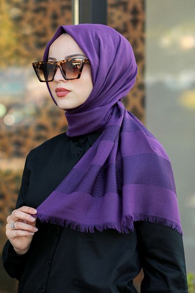 Neva Style - Şal Hijab Mov cu model 7532violet