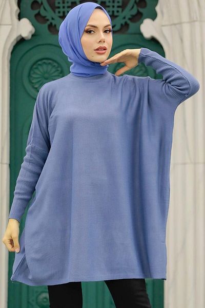 Neva Style النيلي الأزرق الحجاب تريكو المعطف 3399ım