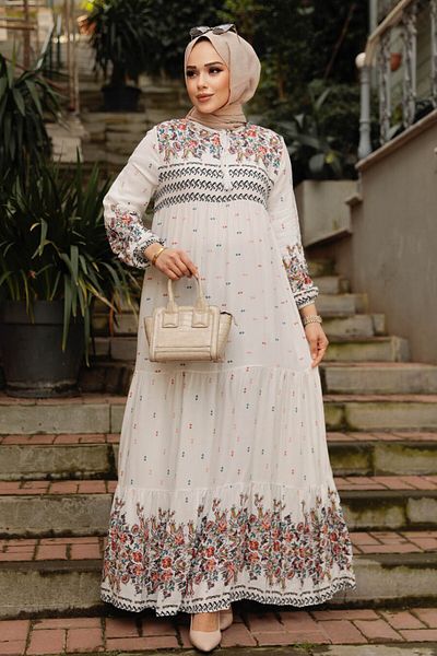 Neva Style Rochie Hijab cu model alb - 50095B